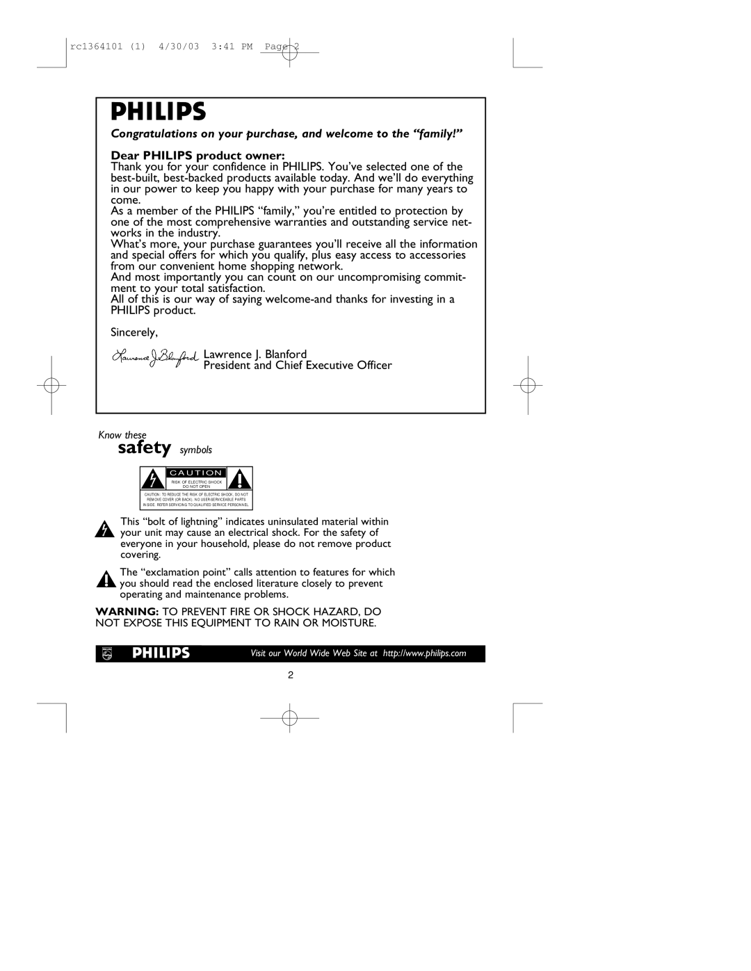 Philips RC136/17 manual Congratulations on your purchase, and welcome to the family 