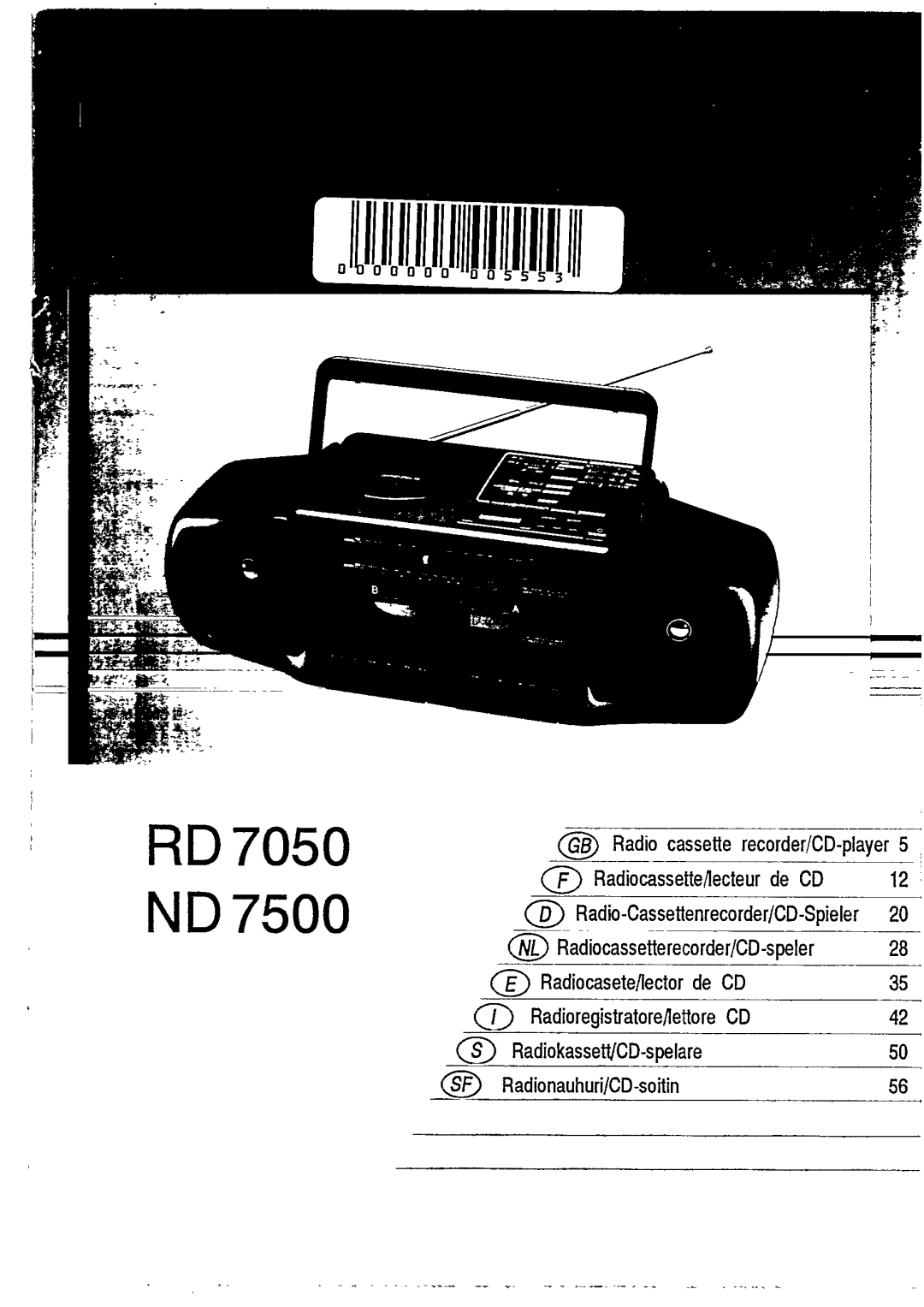 Philips ND 7500/58, RD 7050/58 manual 