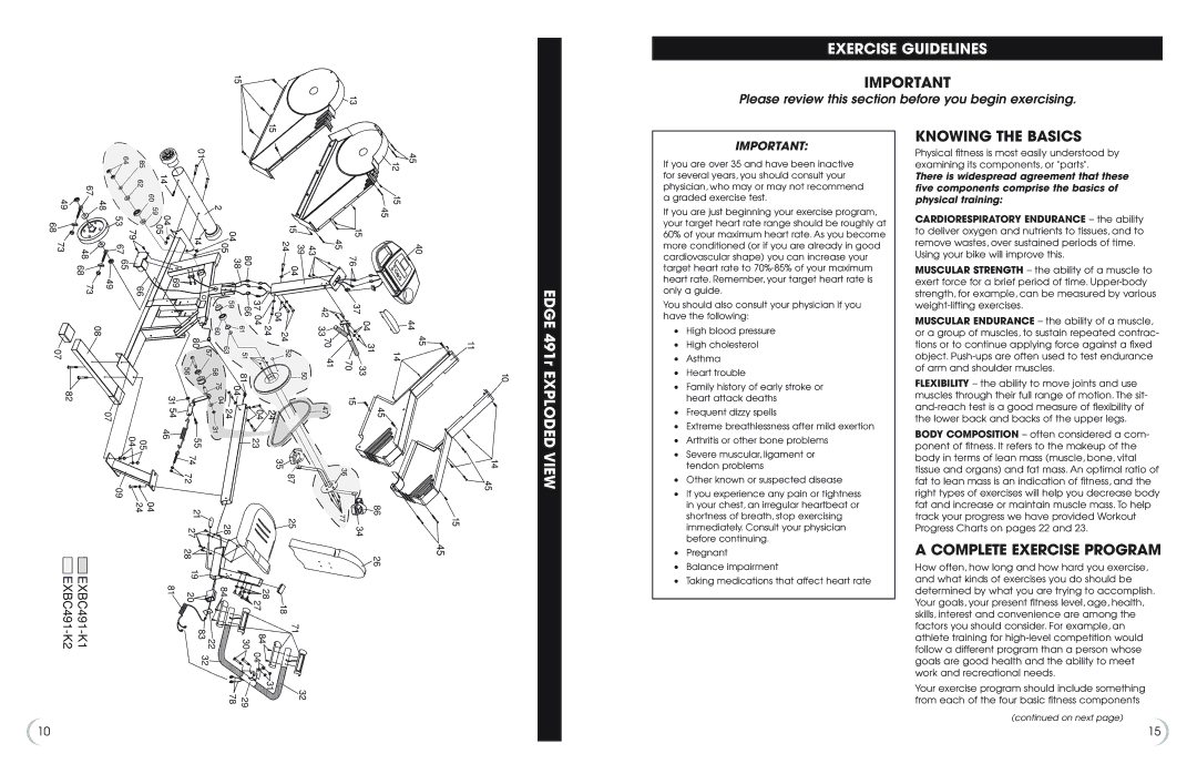 Philips Recumbent Bike owner manual Exercise Guidelines, Knowing the Basics, Complete Exercise Program 