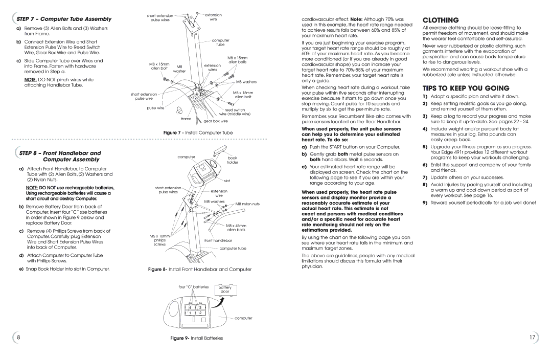 Philips Recumbent Bike Clothing, Tips to Keep YOU Going, Computer Tube Assembly, Front Handlebar and Computer Assembly 