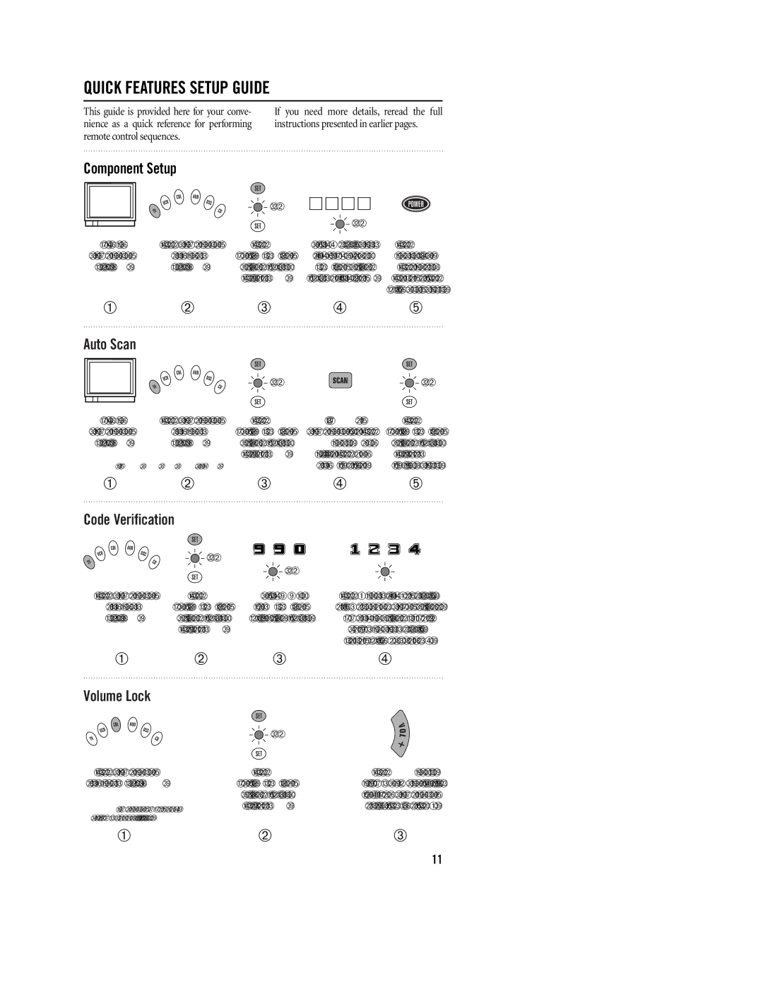 Philips REM380 setup guide Quick Features Setup Guide, Component Setup, Code Verification 