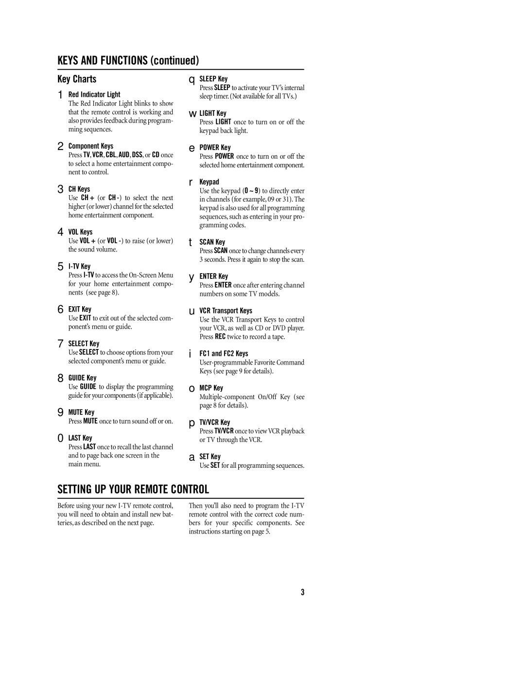 Philips REM380 setup guide Setting UP Your Remote Control, Key Charts 