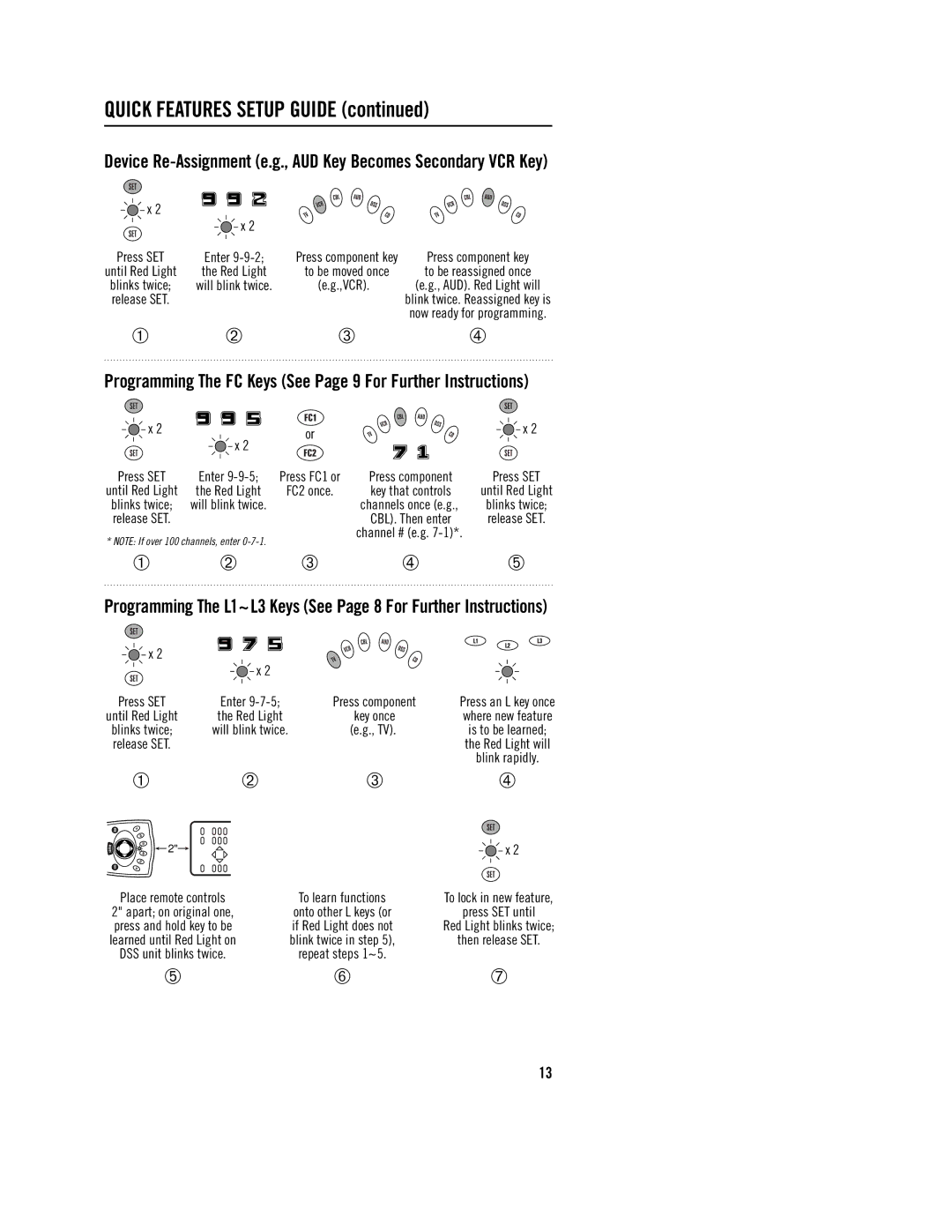 Philips REM400 setup guide Programming The FC Keys See Page 9 For Further Instructions 