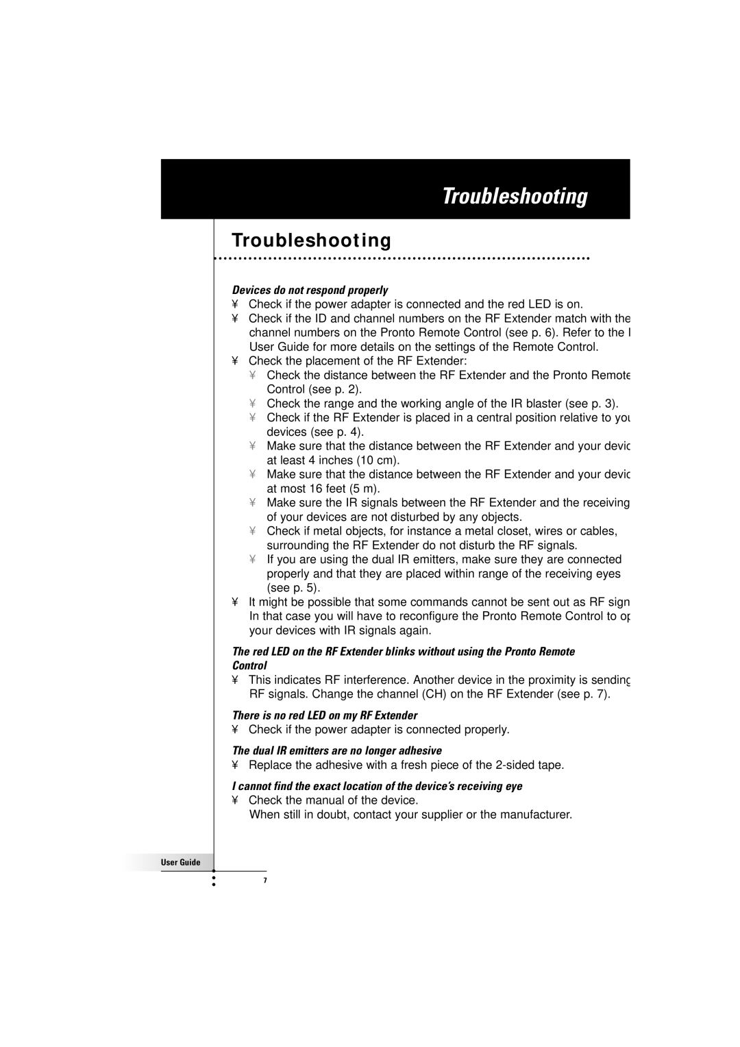 Philips RFX600099 manual Troubleshooting 