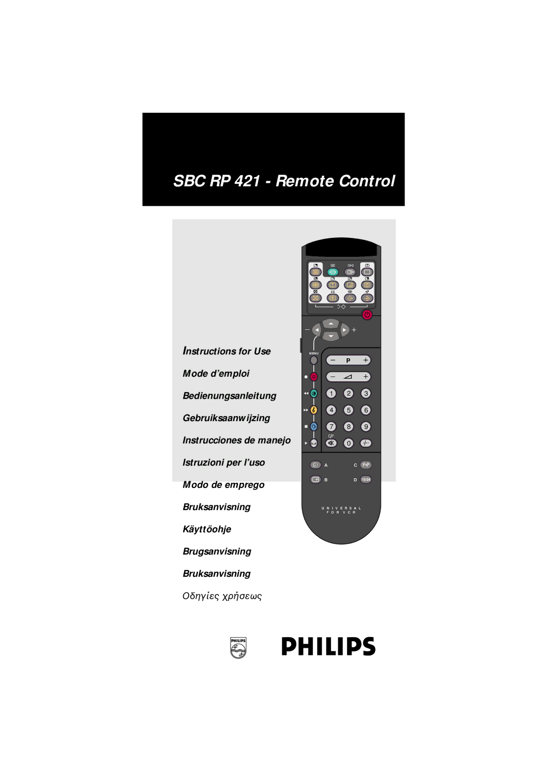 Philips manual SBC RP 421 Remote Control 