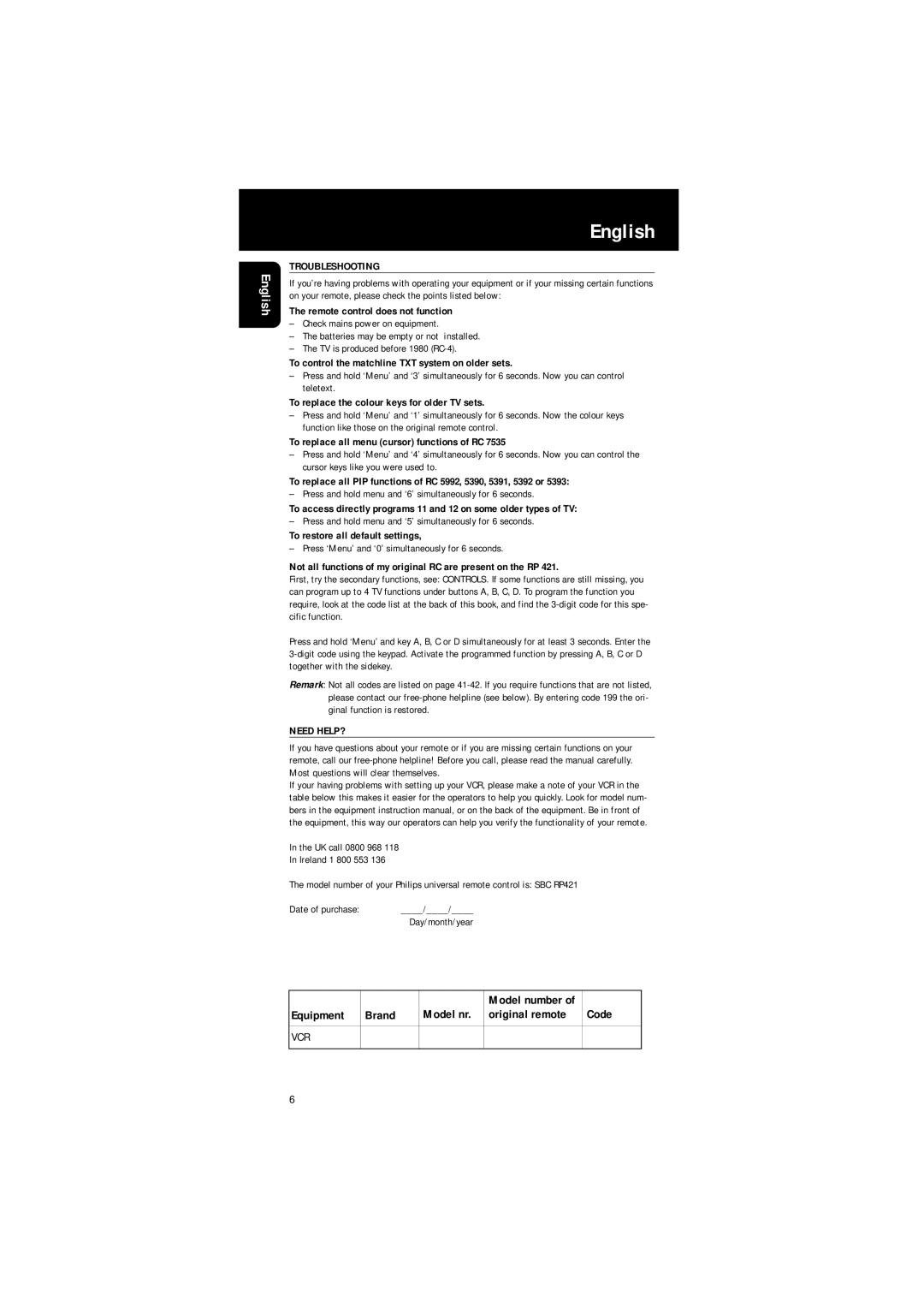 Philips RP 421 manual Troubleshooting, Need HELP? 