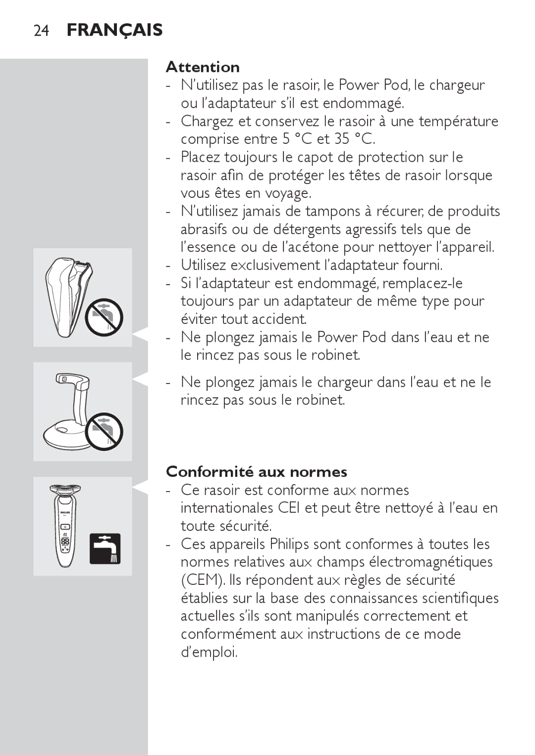 Philips RQ1062, RQ1052, RQ1050, RQ1060 manual Français, Conformité aux normes 