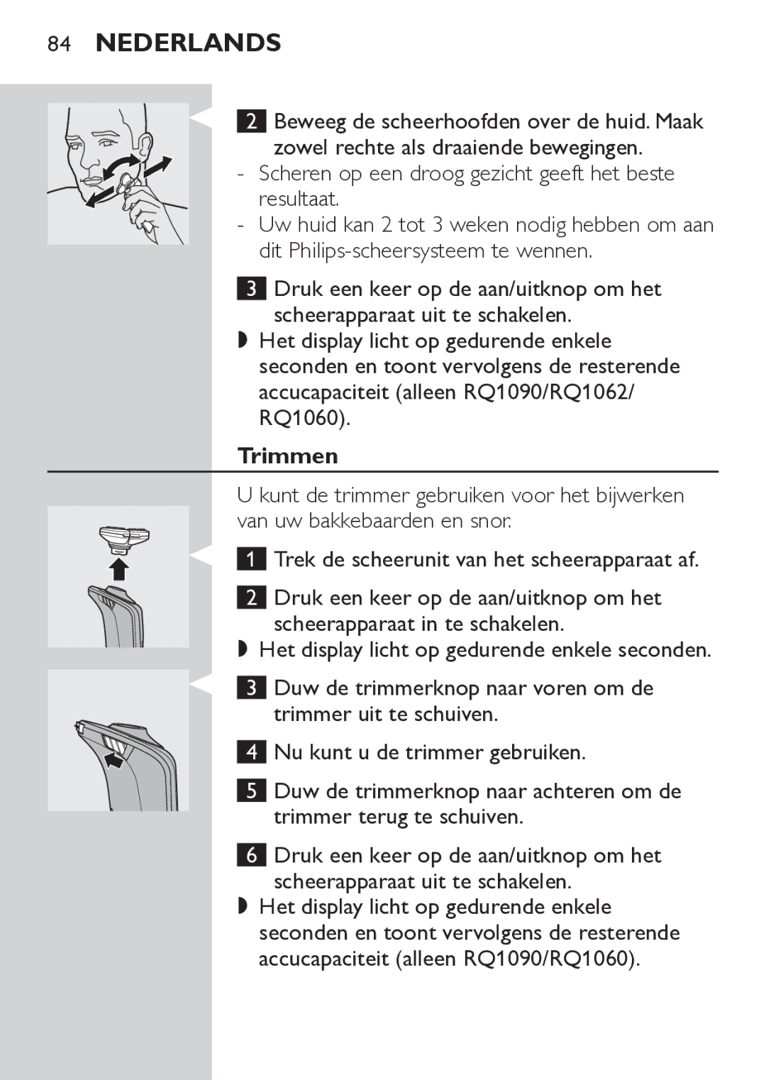 Philips RQ1052, RQ1062 manual Trimmen 