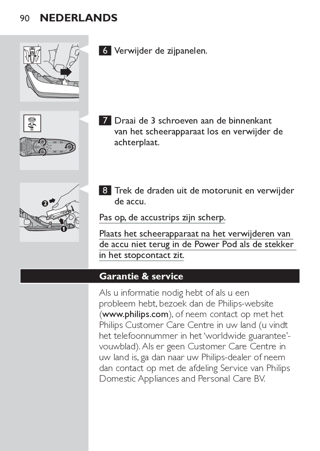 Philips RQ1052, RQ1062 manual Garantie & service 