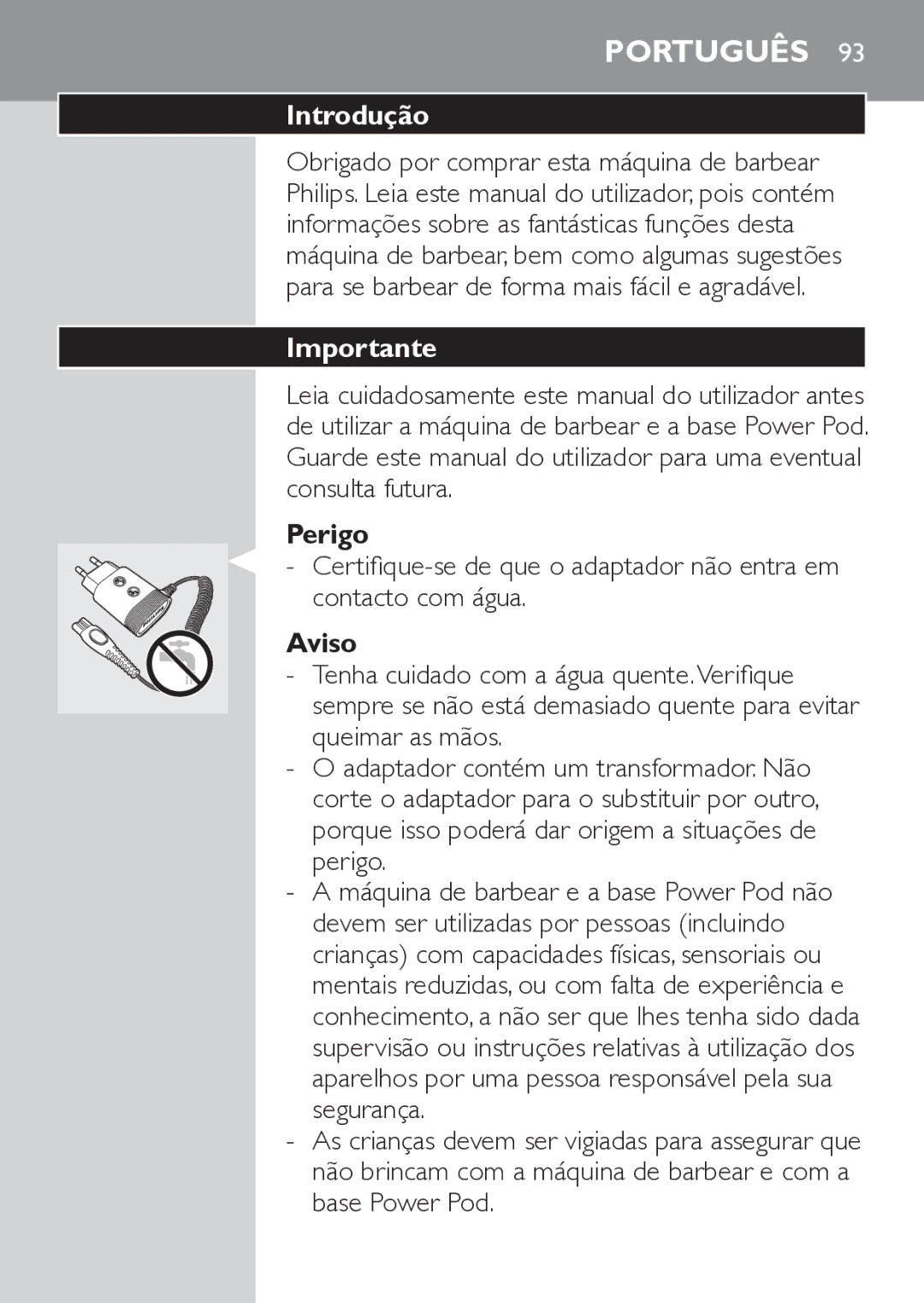 Philips RQ1062, RQ1052 manual Introdução, Perigo, Aviso 