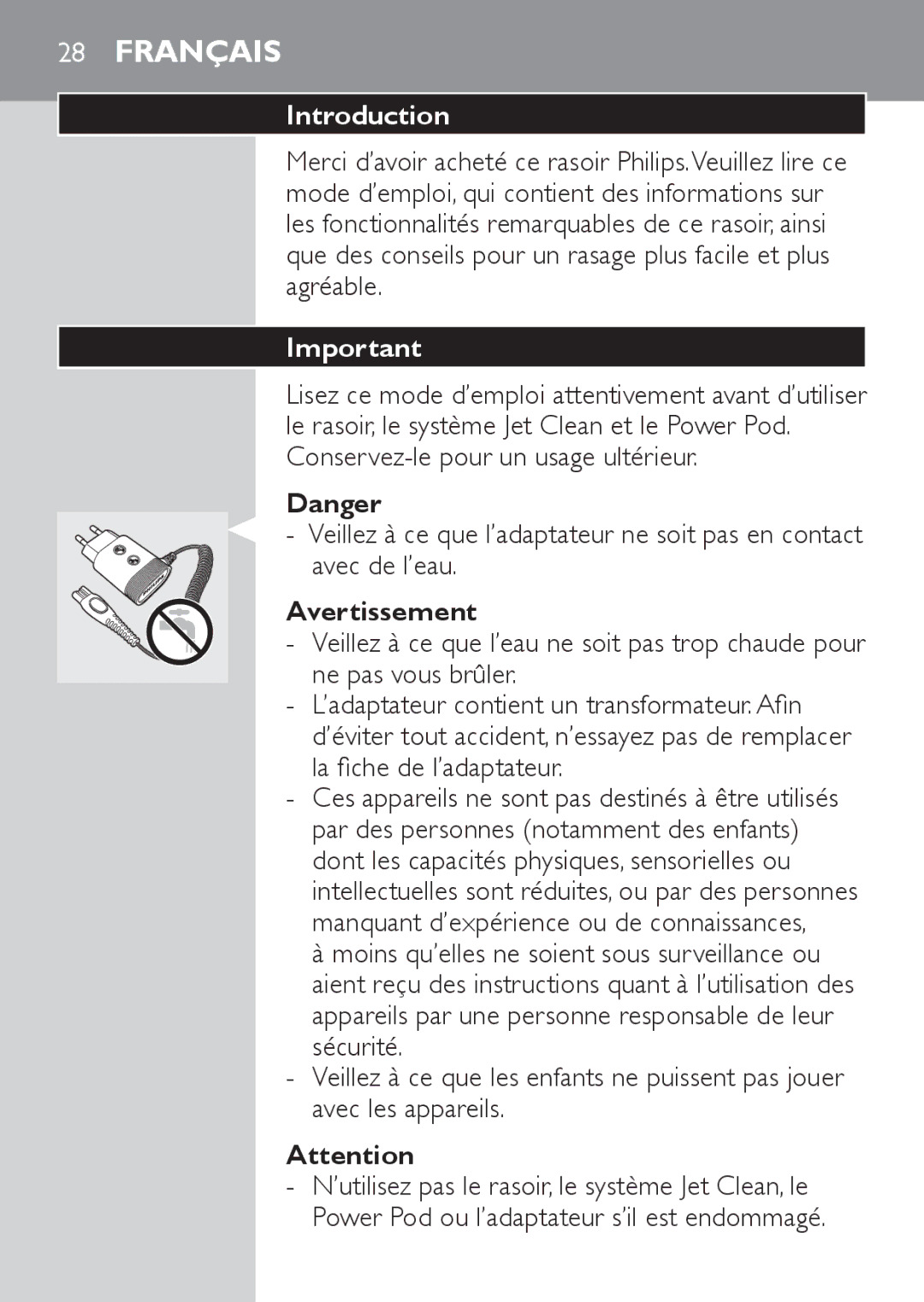 Philips RQ1087, RQ1077 manual Français, Avertissement 