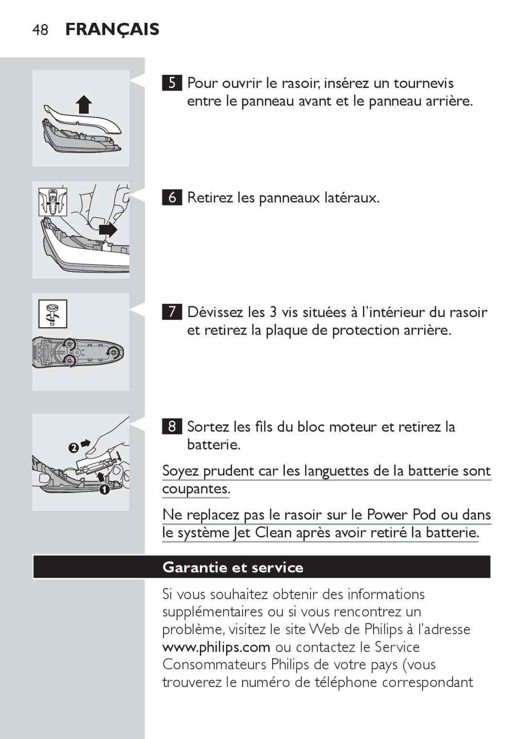 Philips RQ1087, RQ1077 manual Garantie et service 