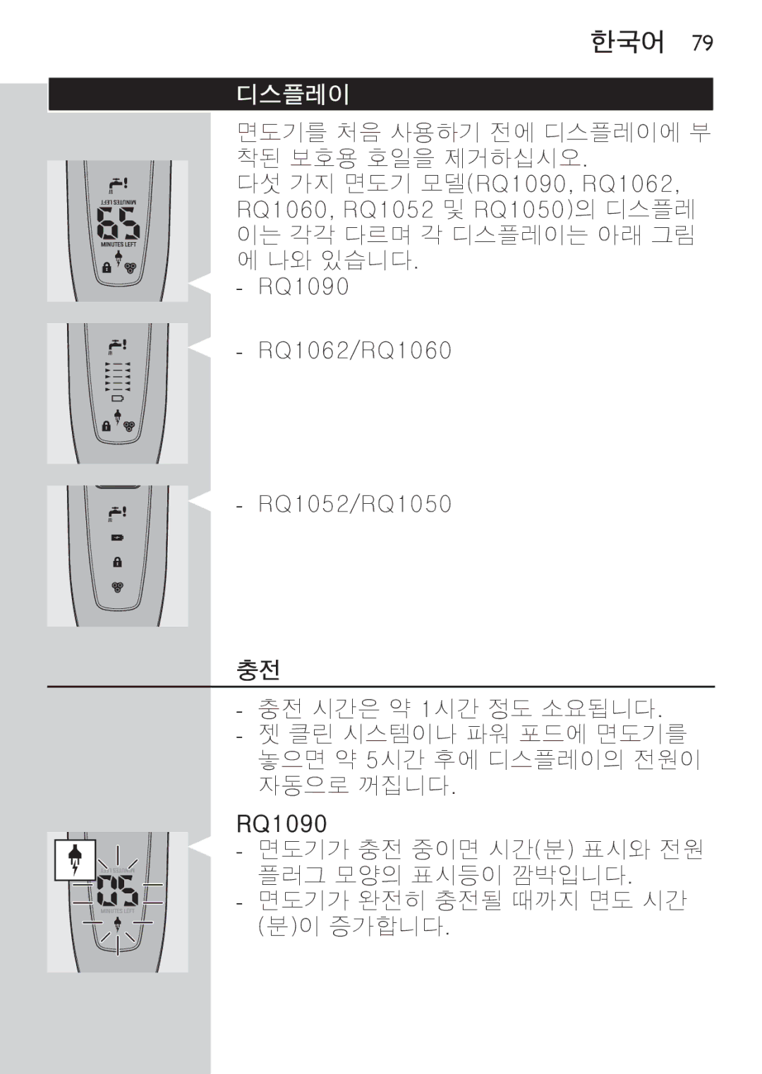 Philips RQ1077, RQ1087 manual 디스플레이, RQ1090 