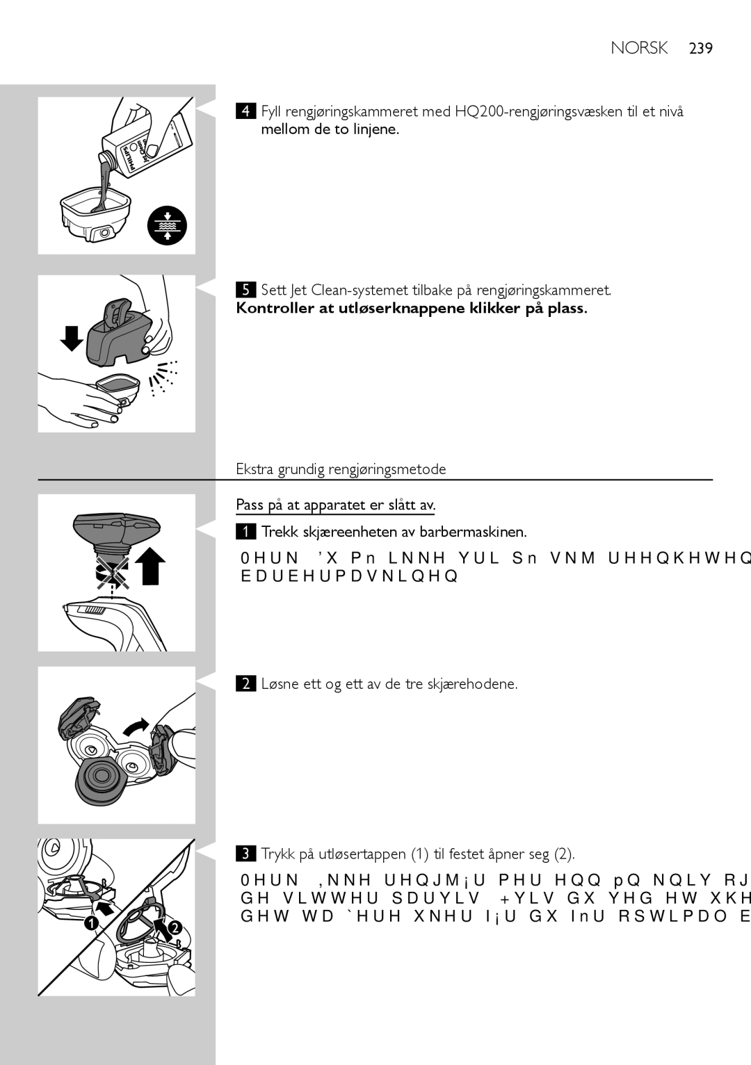 Philips RQ1200 user manual Ekstra grundig rengjøringsmetode 