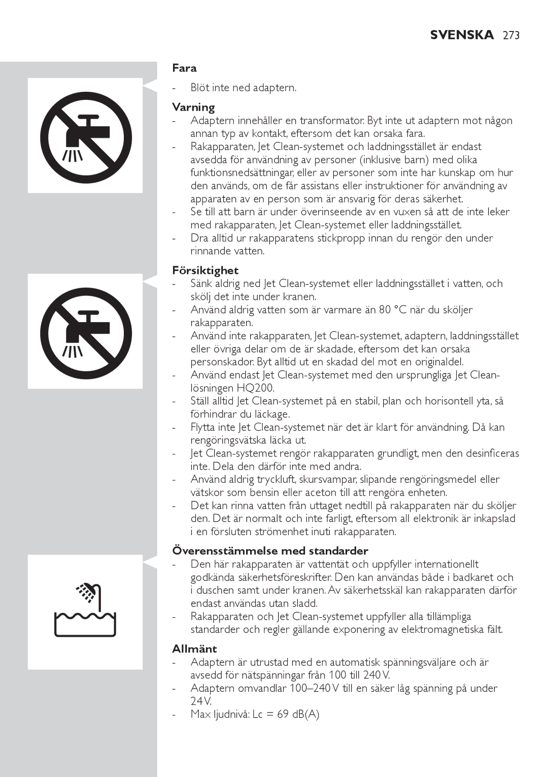 Philips RQ1200 user manual Svenska 