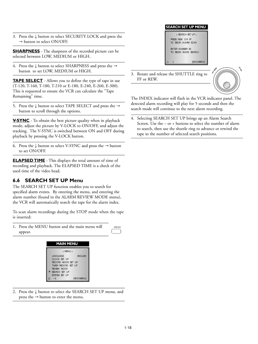 Philips RT960A, RT30A manual Search SET UP Menu 