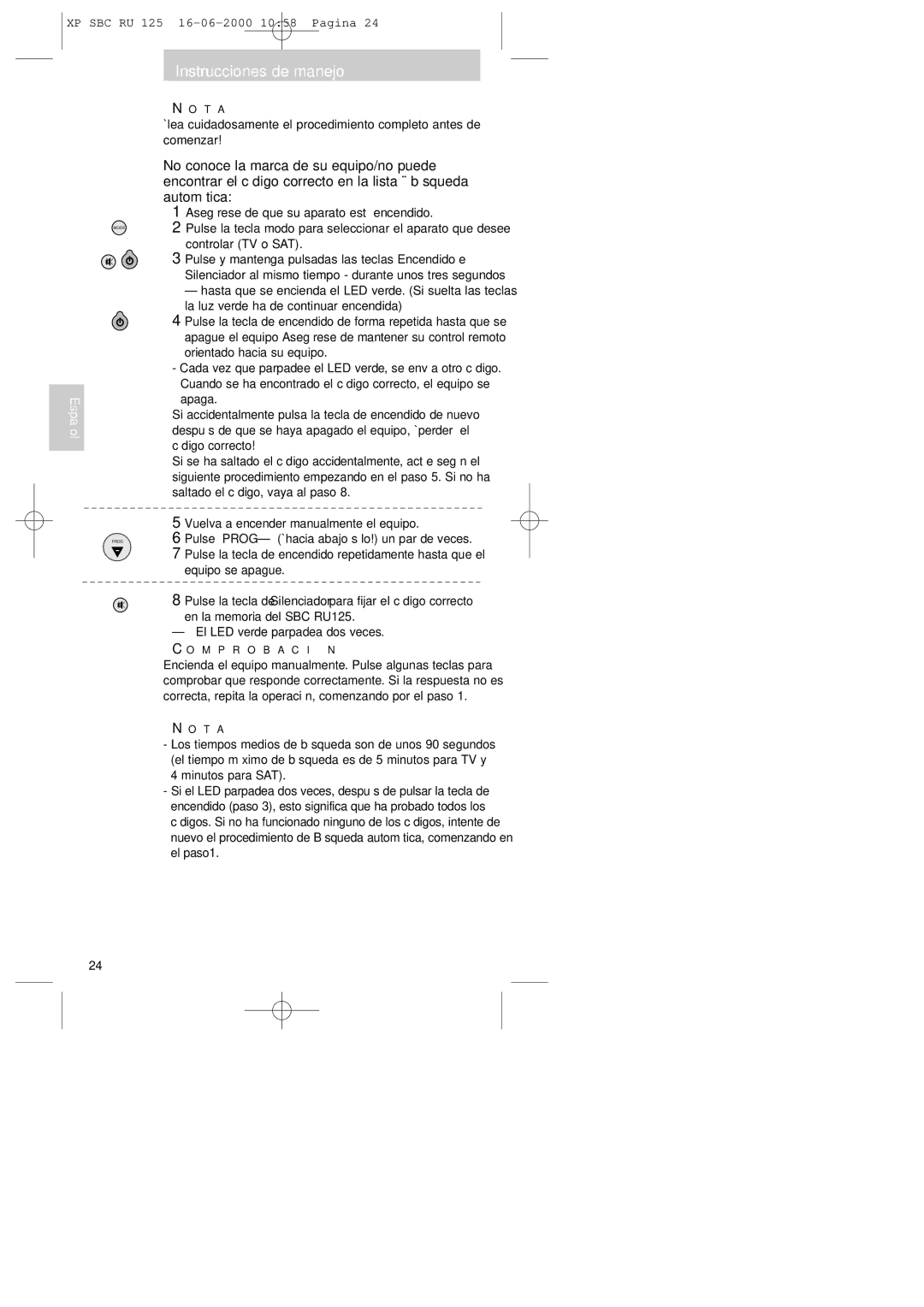 Philips RU125 manual XP SBC RU 125 16-06-2000 1058 Pagina 