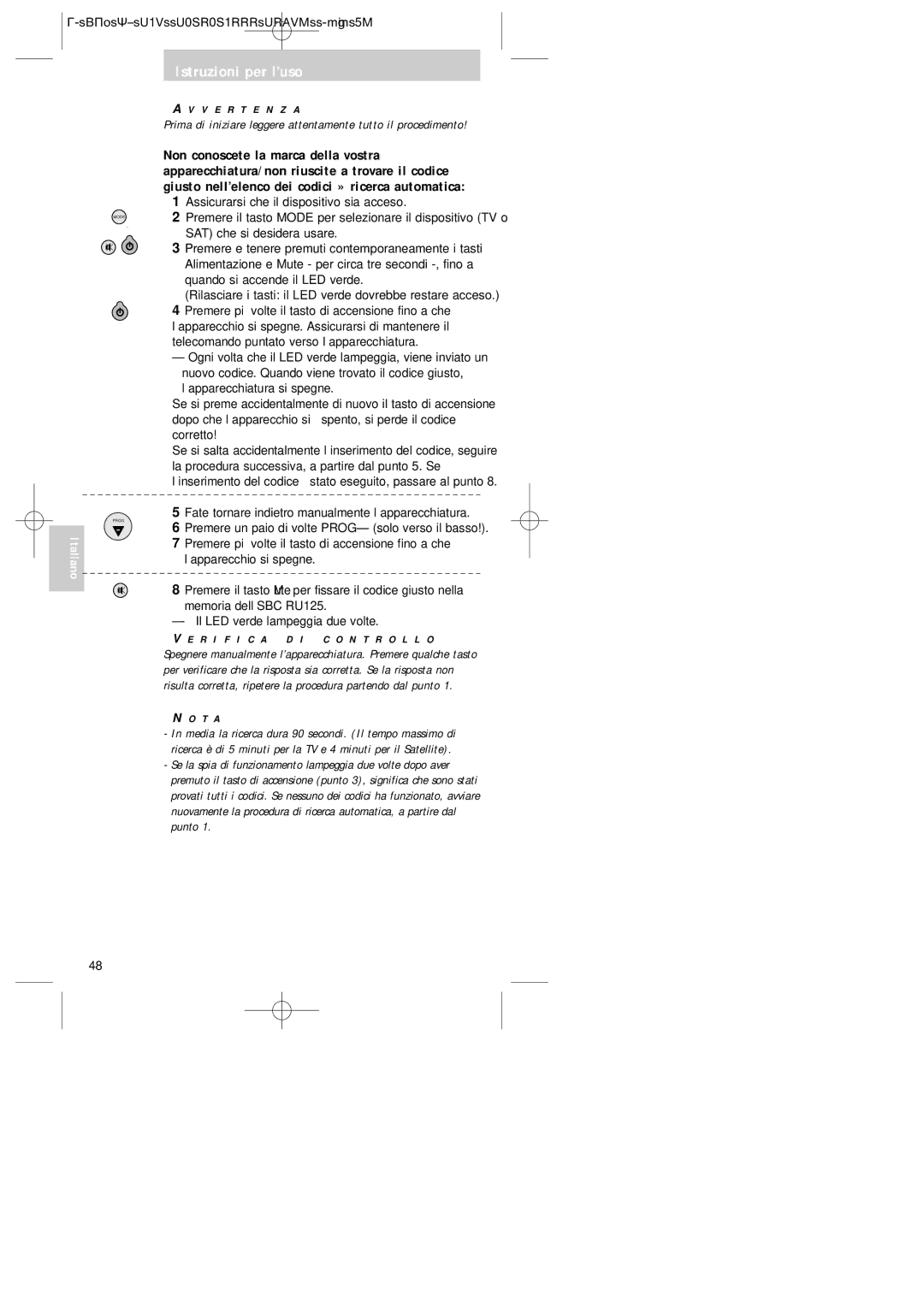 Philips RU125 manual Prima di iniziare leggere attentamente tutto il procedimento 