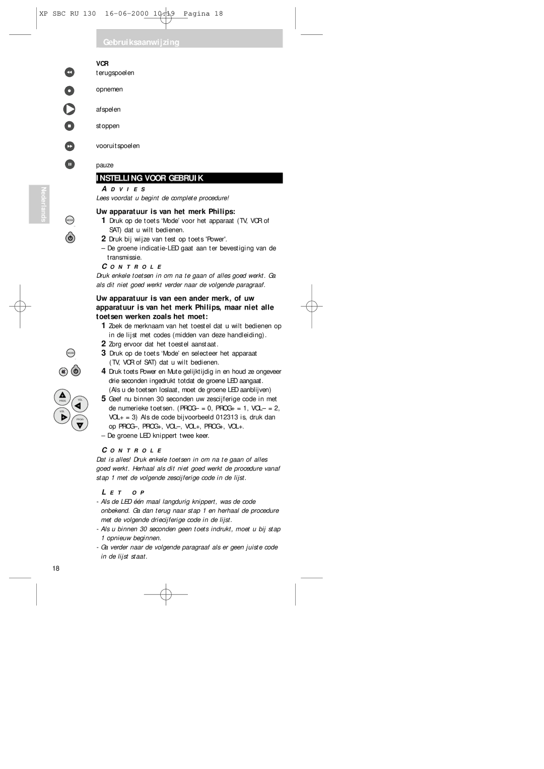 Philips RU130 Instelling Voor Gebruik, Uw apparatuur is van het merk Philips, Lees voordat u begint de complete procedure 