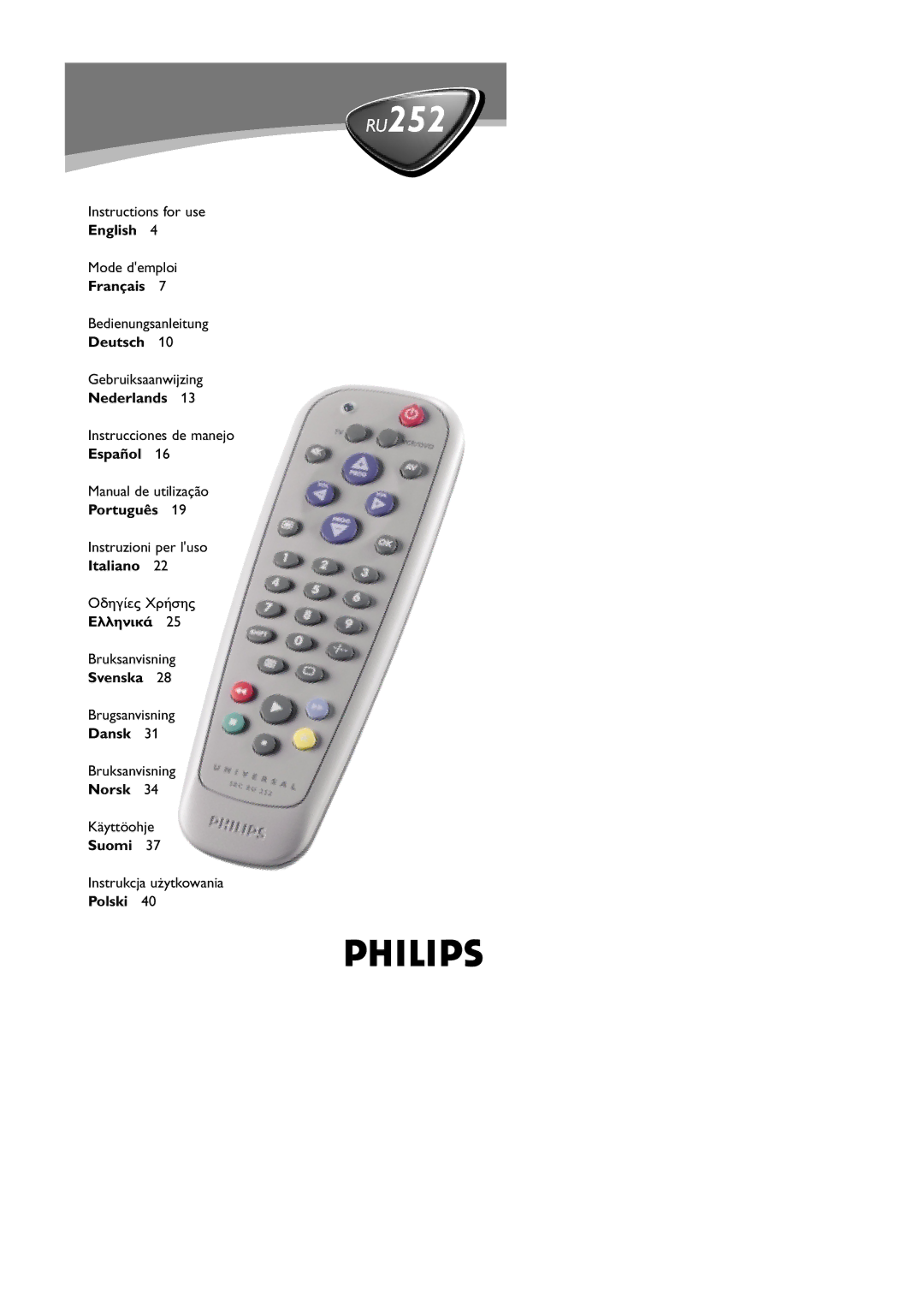 Philips RU252 manual 