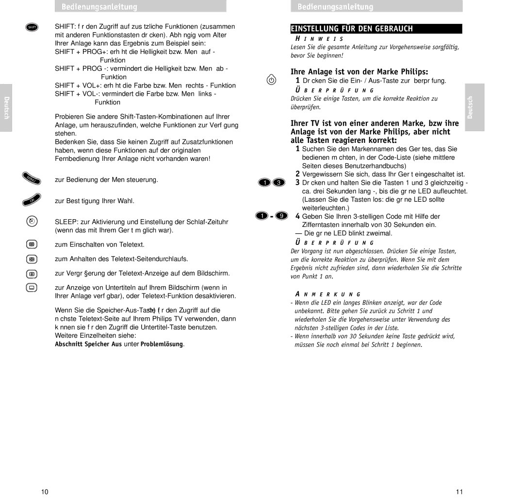 Philips RU610/00 manual Einstellung FÜR DEN Gebrauch, Ihre Anlage ist von der Marke Philips, Überprüfen 