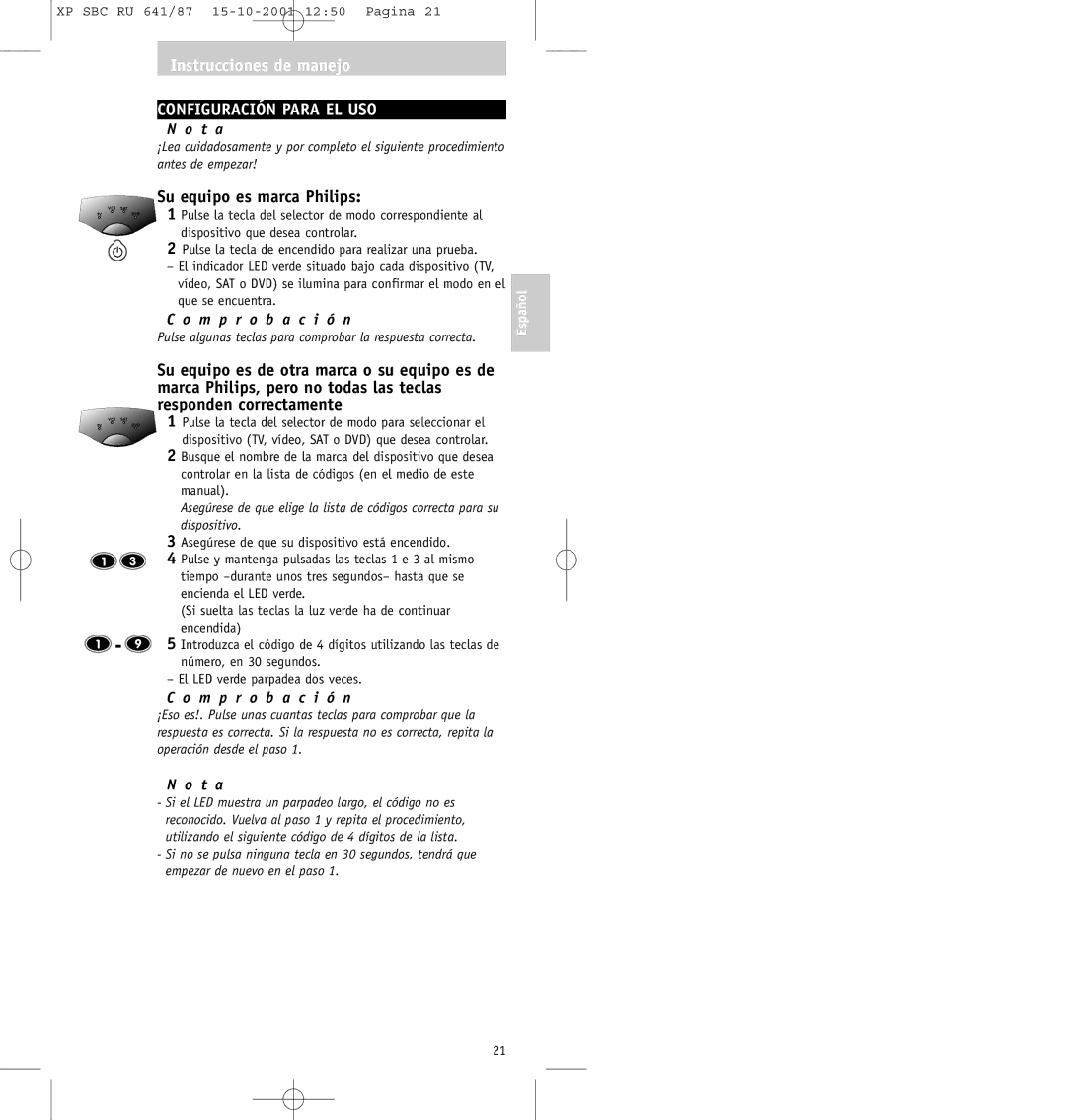 Philips SBC RU641/87 manual Configuración Para EL USO, Su equipo es marca Philips, M p r o b a c i ó n, Que se encuentra 