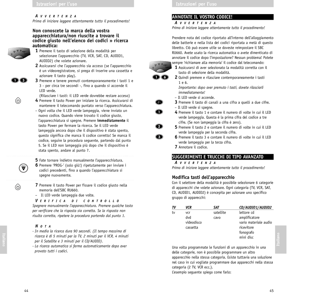 Philips RU/660/00 Annotate IL Vostro Codice, Suggerimenti E Trucchi DI Tipo Avanzato, Modifica tasti dell’apparecchio 