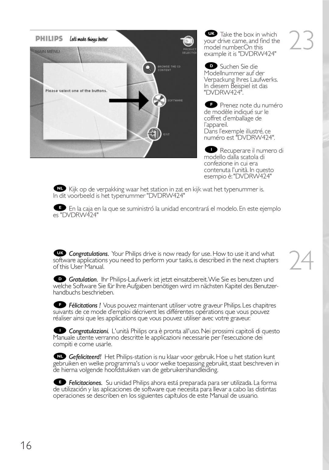 Philips RWDV3212 manual Dans l’exemple illustré, ce numéro est DVDRW424 