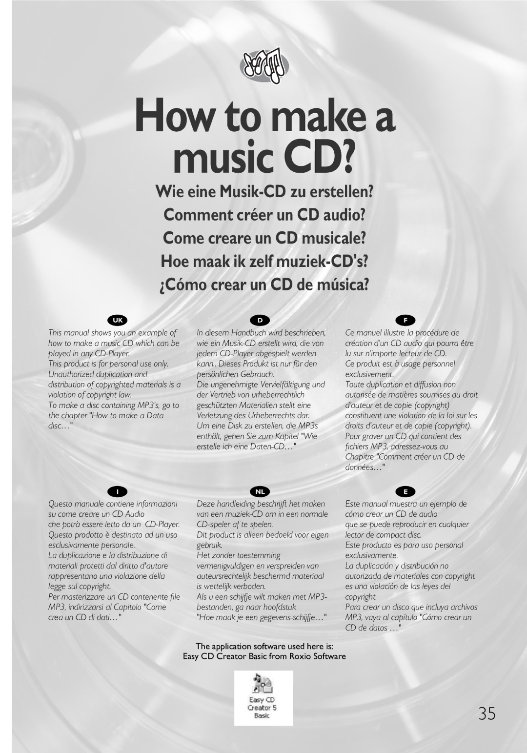 Philips RWDV3212 manual How to make a Music CD? 