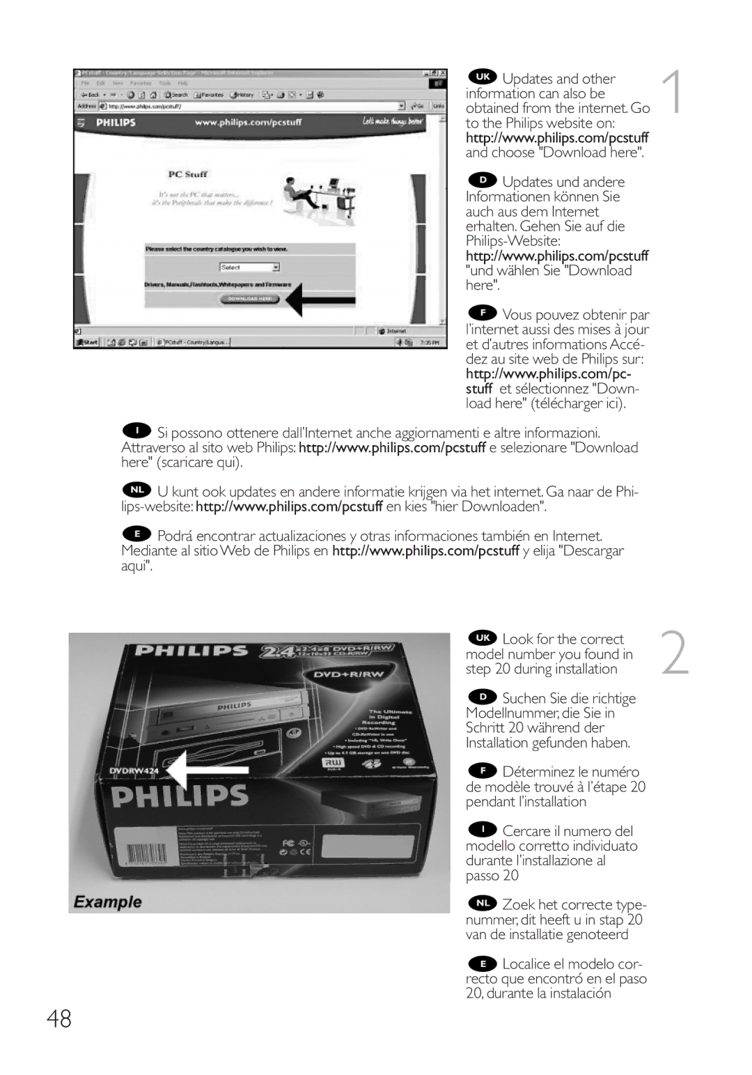 Philips RWDV3212 manual Modellnummer, die Sie 