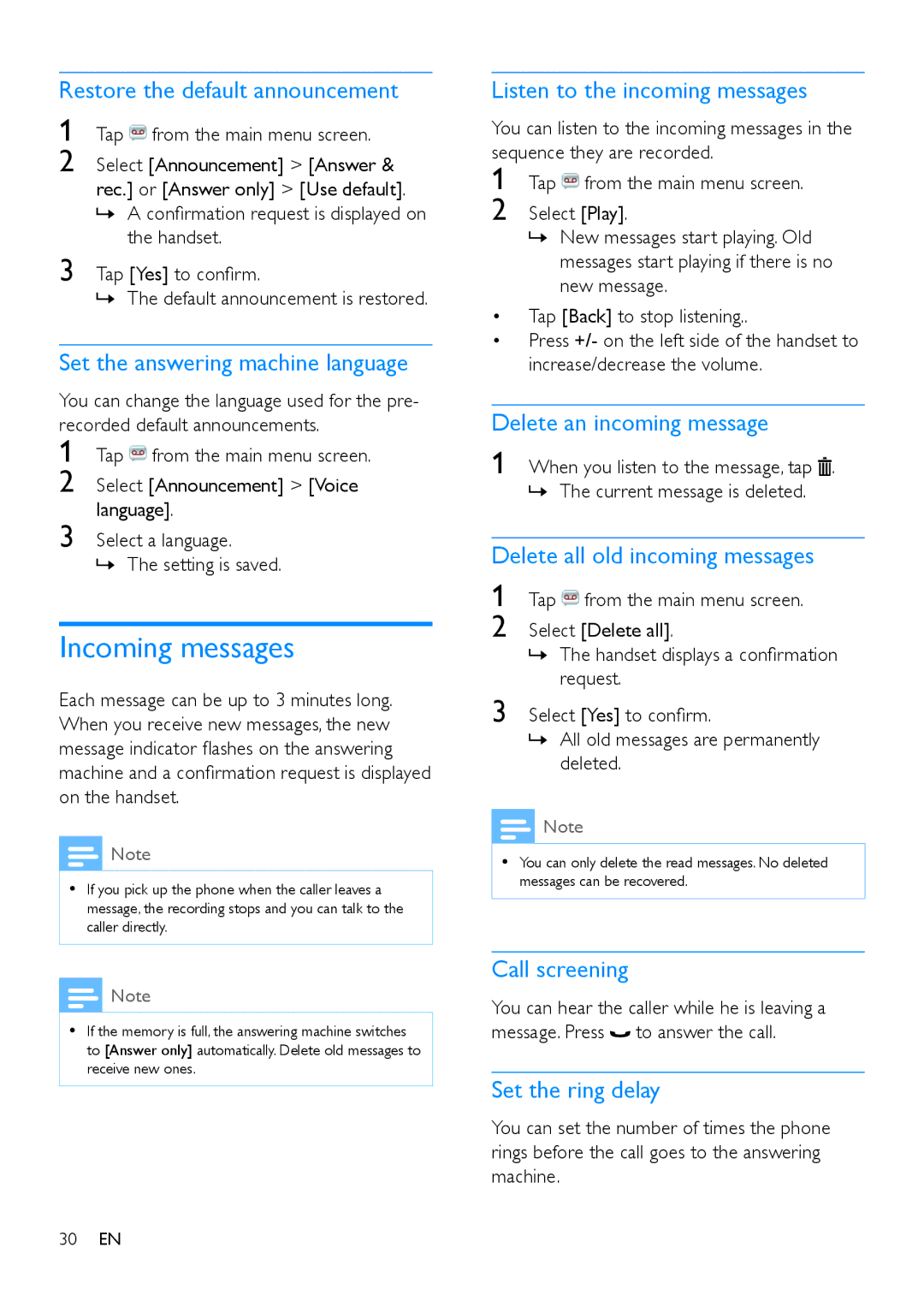 Philips s10, S10A user manual Incoming messages 