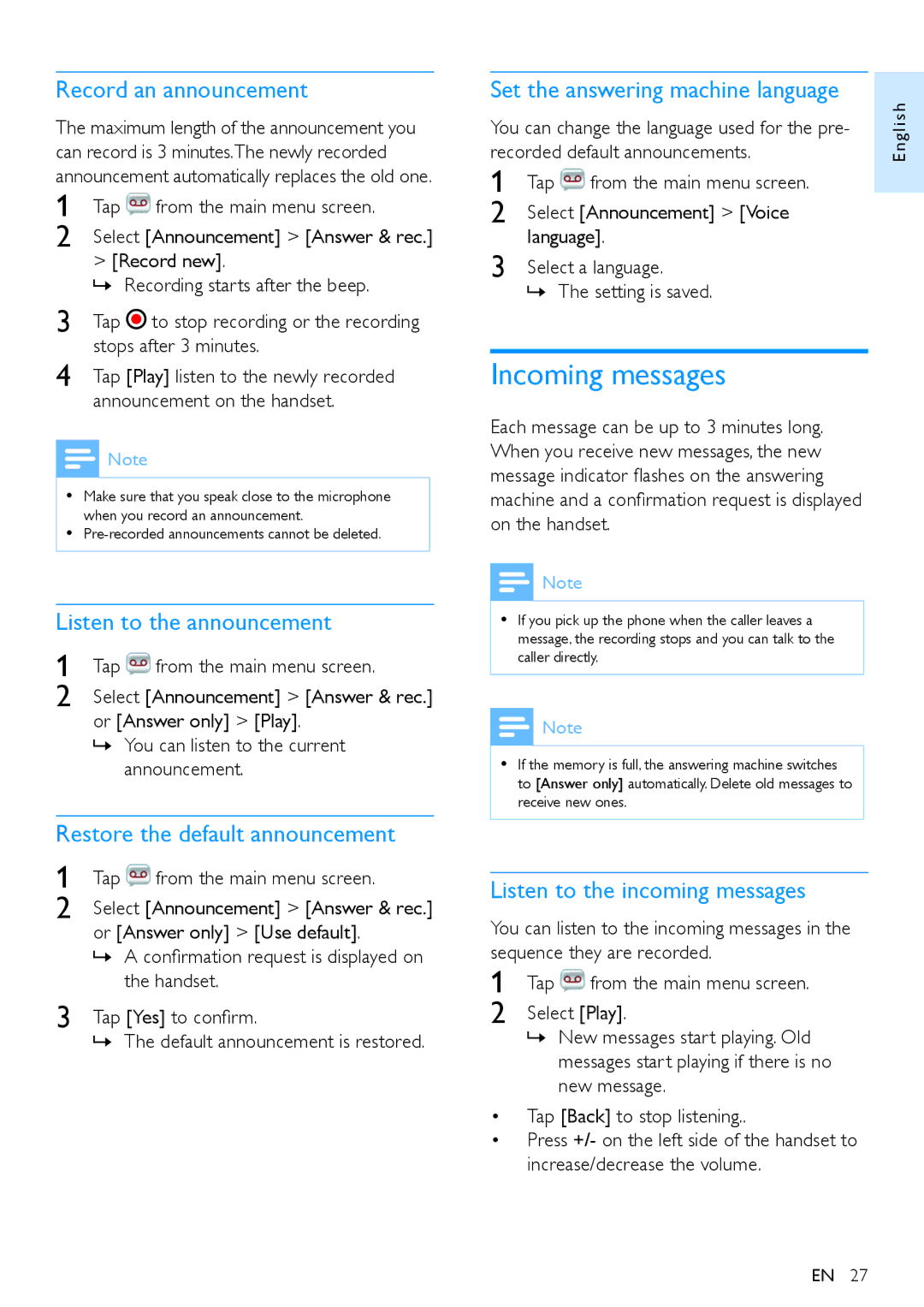 Philips S10A, s10 user manual Incoming messages 