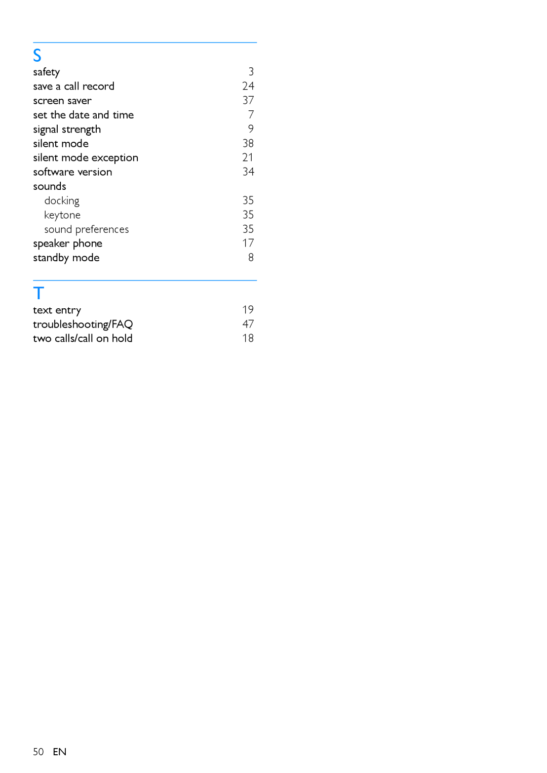 Philips s10, S10A user manual 50 EN 