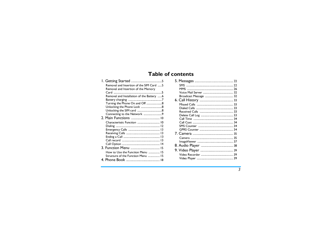 Philips S890 manual Table of contents 