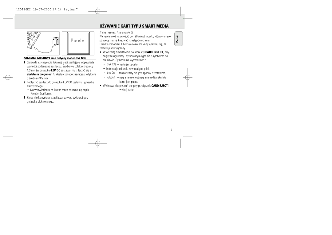 Philips SA 125, SA 126 manual Patrz rysunek 1 na stronie, Karta jest pusta Informacje o karcie zawierajåcej pliki 