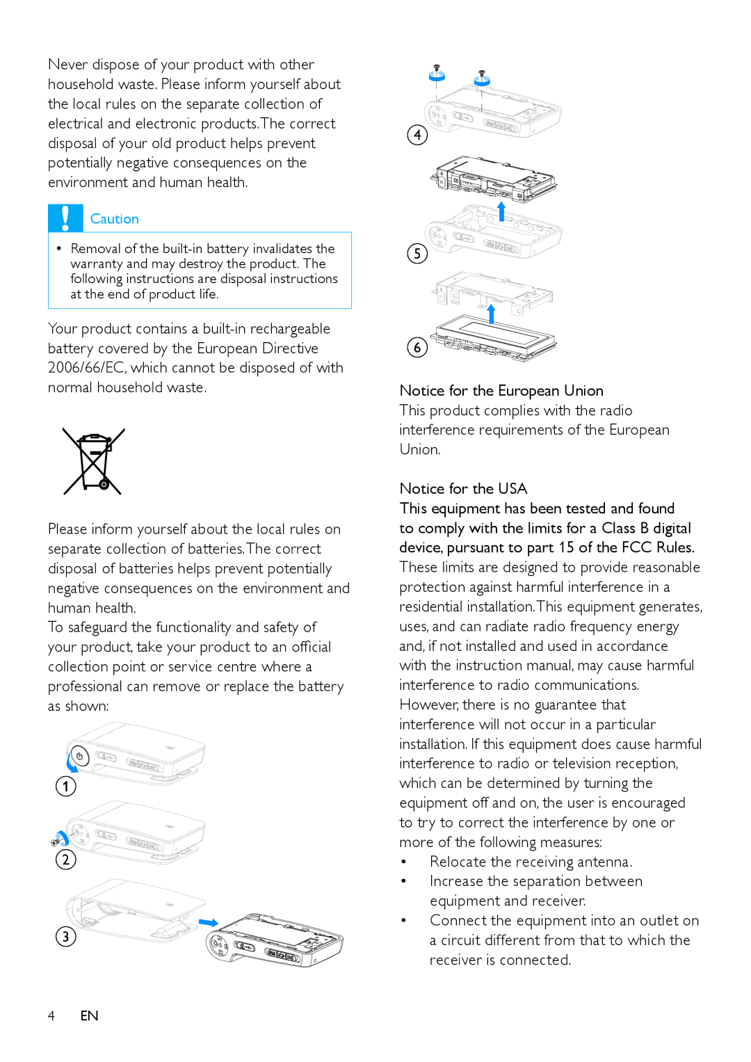 Philips SA018104, SA018102 user manual Increase the separation between equipment and receiver 