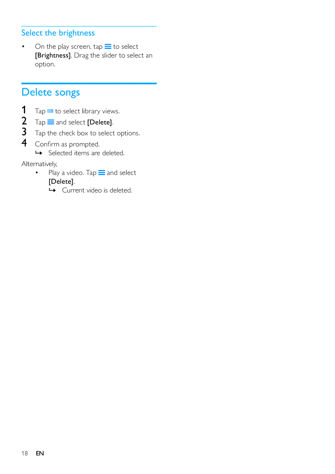 Philips SA080316, SA080308 user manual Select the brightness 