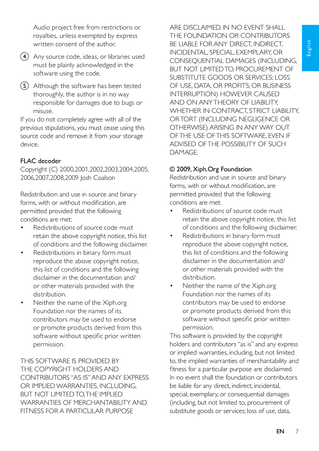 Philips SA080308, SA080316 user manual English 