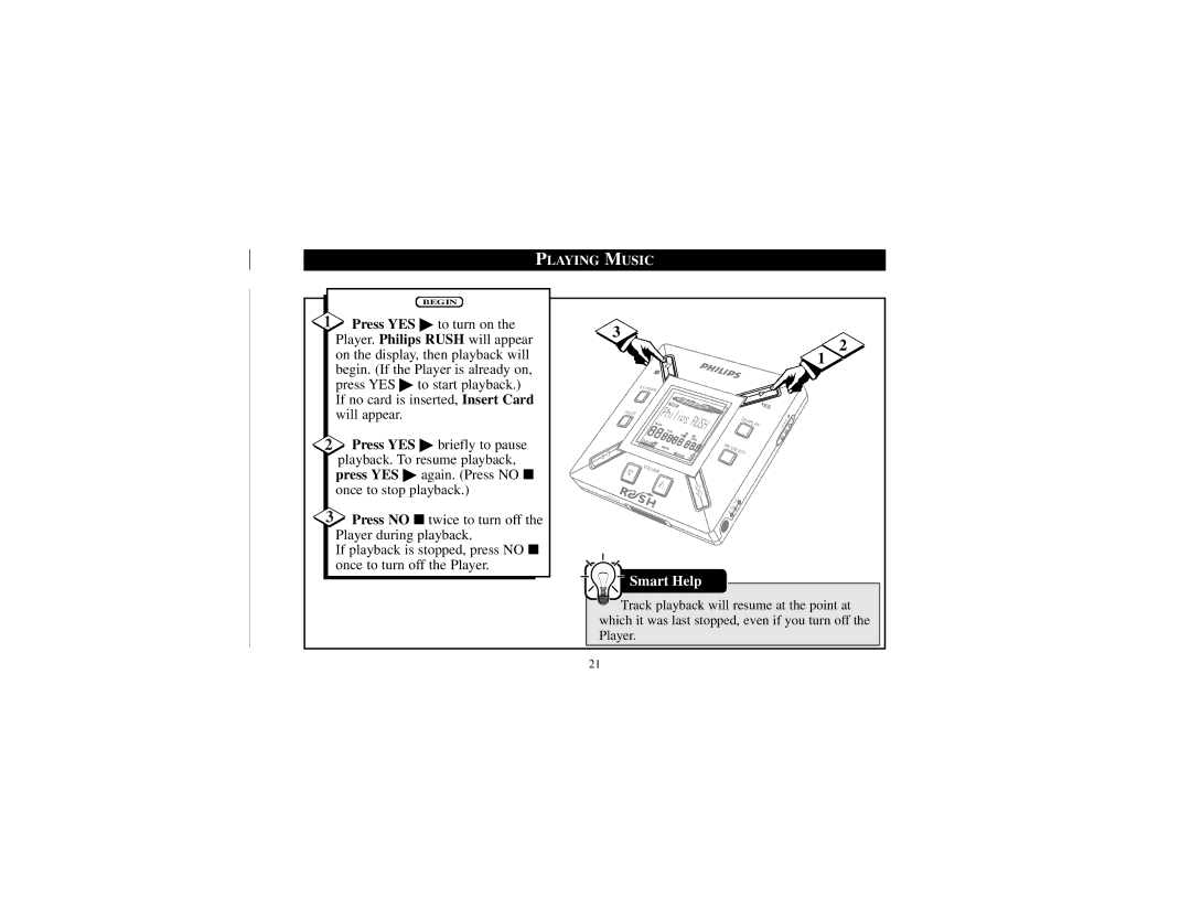 Philips SA101 manual Playing Music 