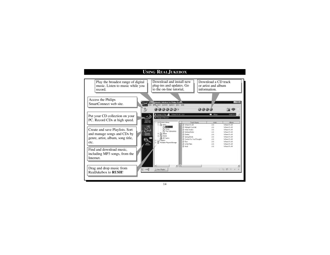 Philips SA101 manual Using Realjukebox 