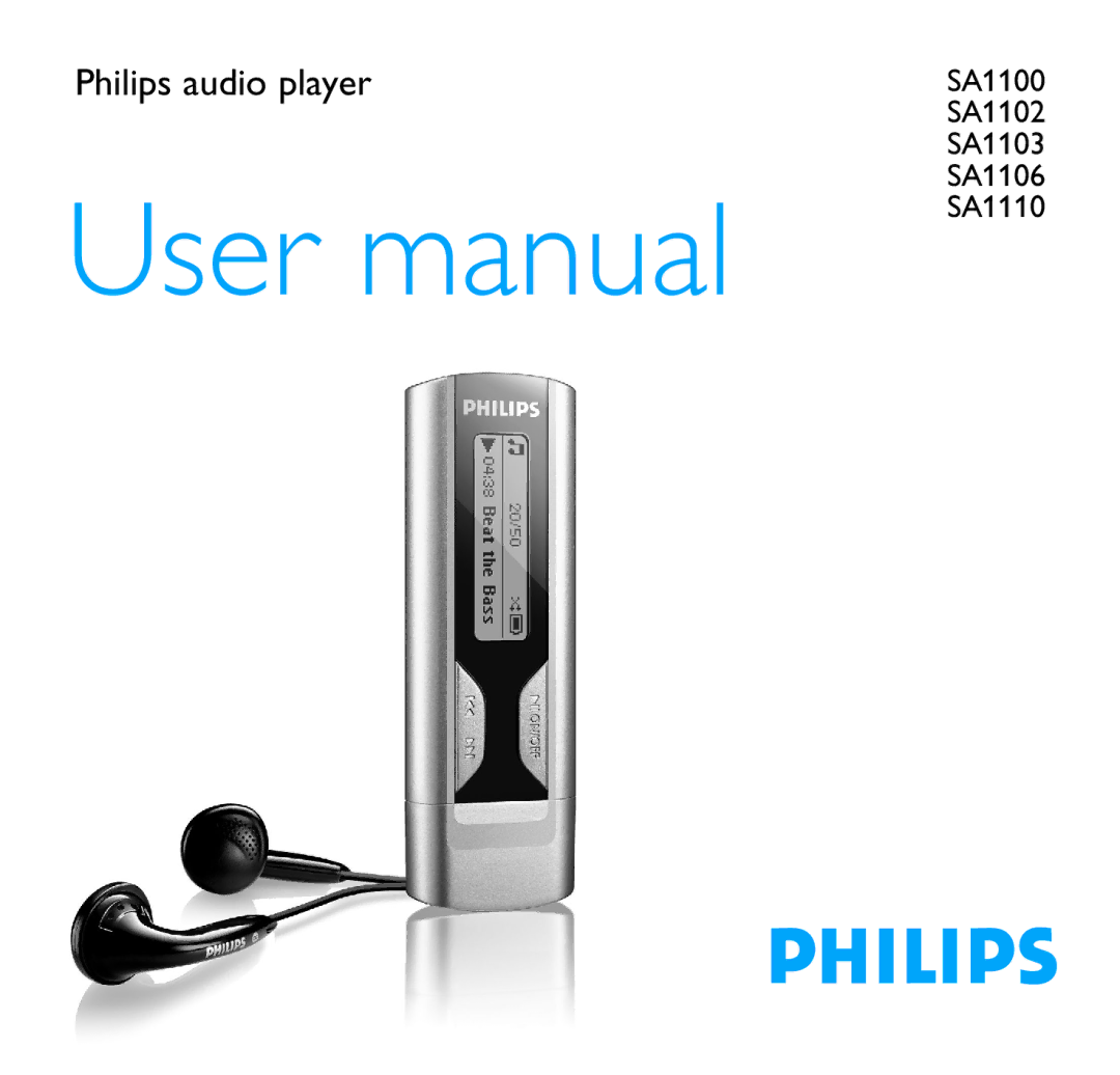 Philips SA1102, SA1106, SA1110, SA1103 user manual Philips audio player 