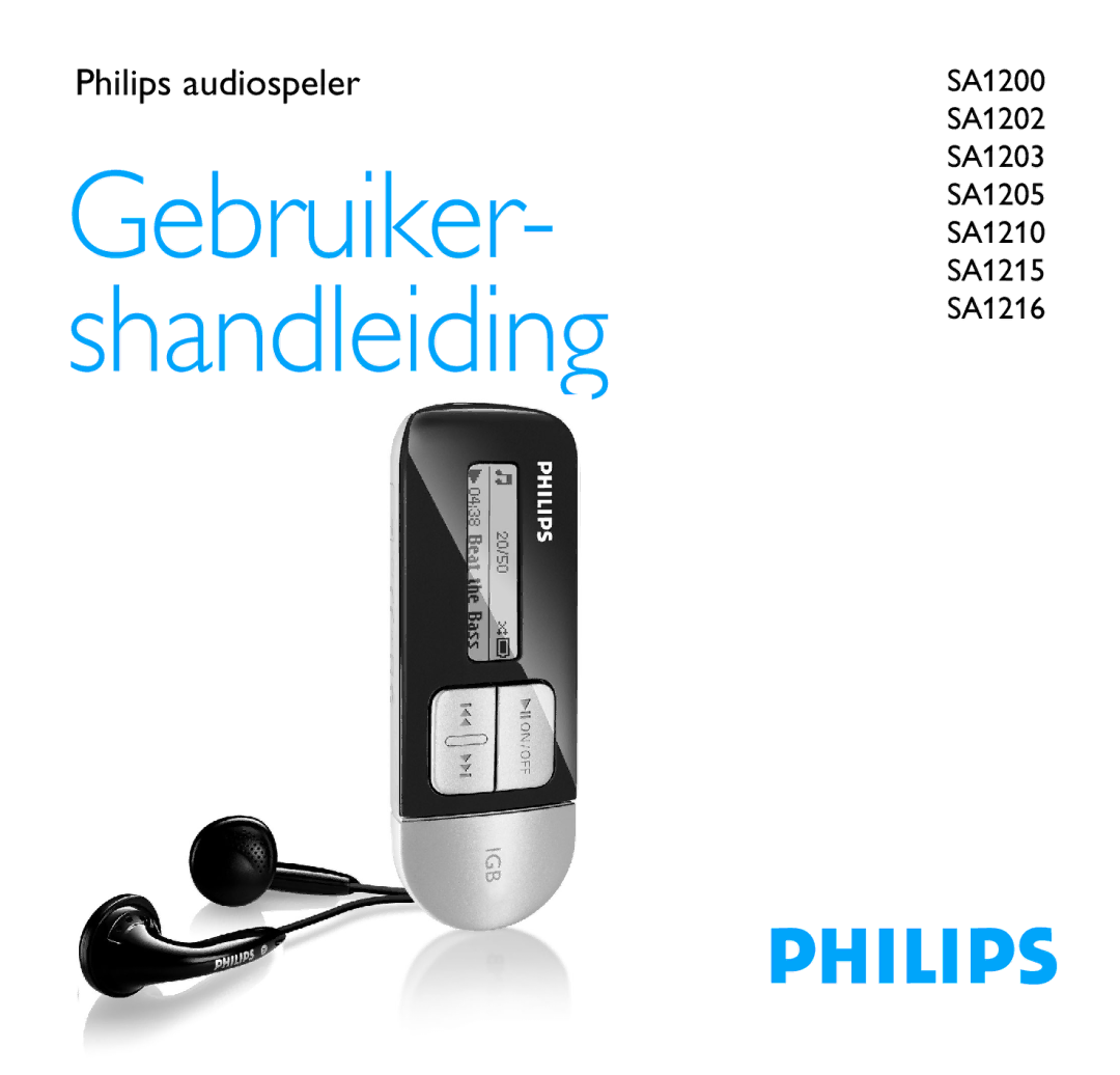 Philips SA1216, SA1215, SA1210, SA1202, SA1203, SA1205, SA1200 manual Gebruiker 