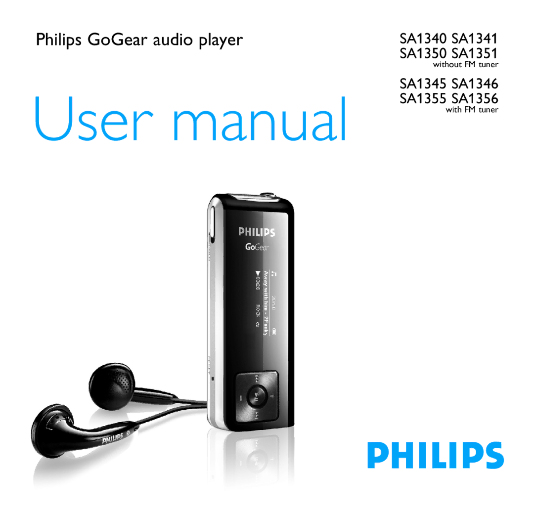 Philips SA1350 user manual Philips GoGear audio player 