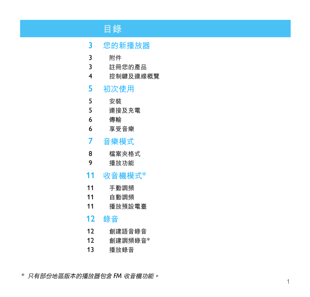 Philips SA1355, SA1356, SA1341, SA1340, SA1351, SA1346, SA1345, SA1350 manual 您的新播放器 