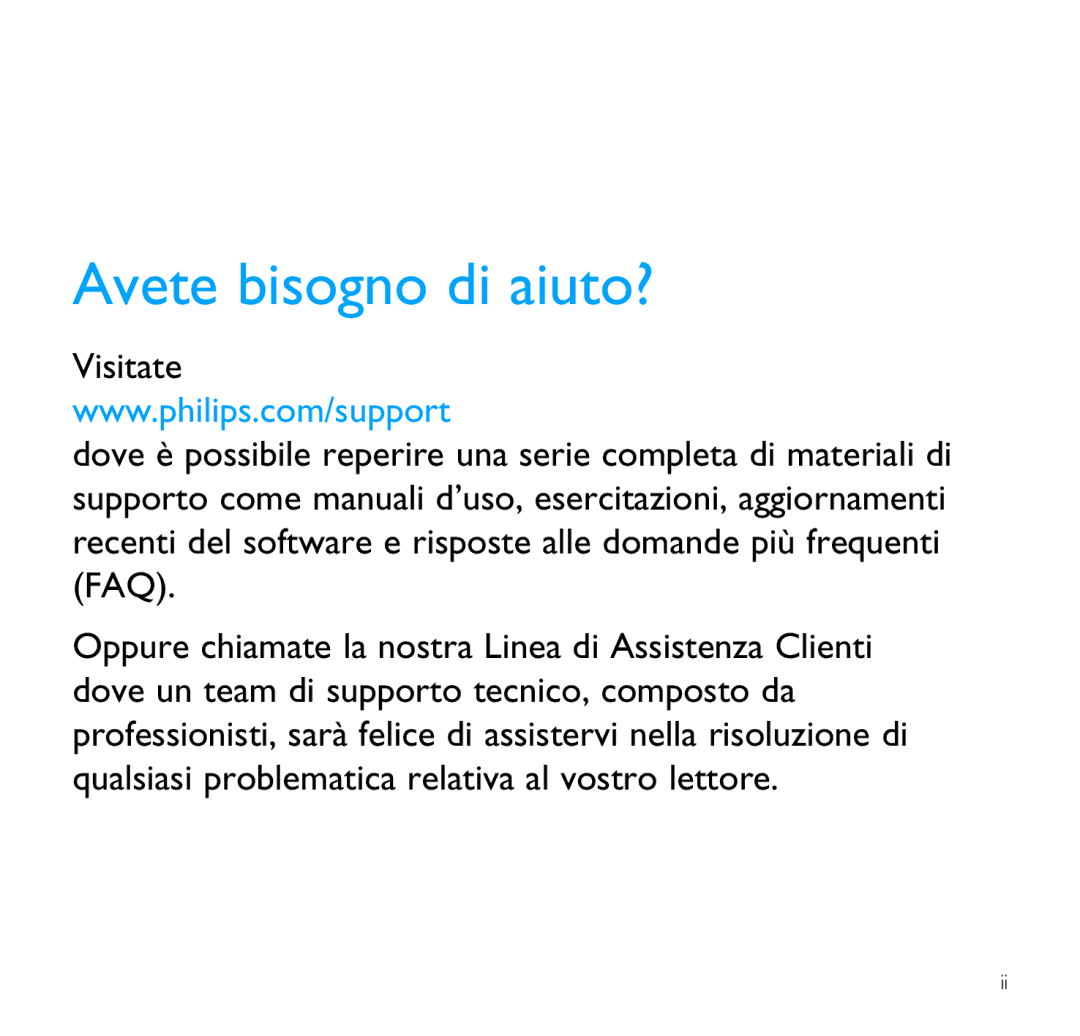 Philips SA1340, SA1356, SA1341, SA1355, SA1351, SA1346, SA1345, SA1350 manual Avete bisogno di aiuto? 