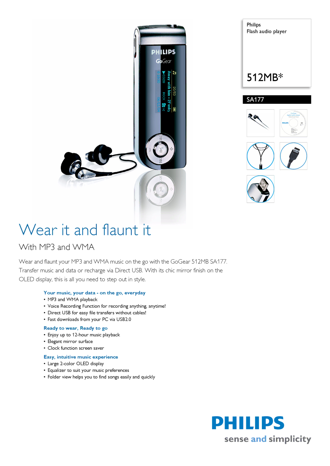 Philips SA177 manual Your music, your data on the go, everyday, Ready to wear, Ready to go 