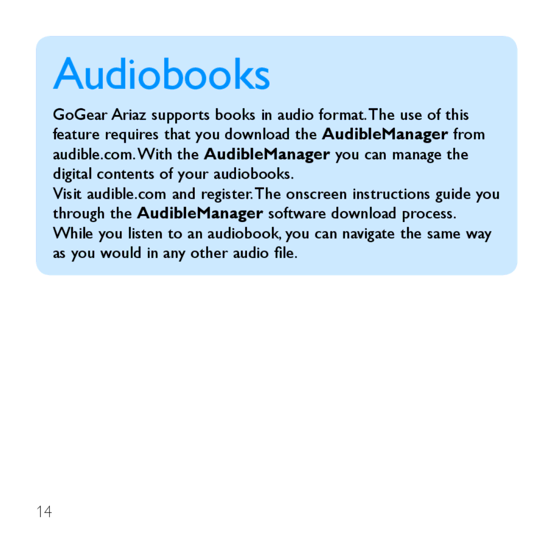 Philips SA1ARA02 quick start Audiobooks 