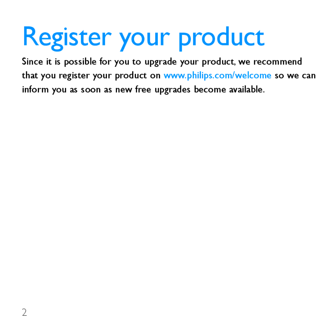 Philips SA1ARA02 quick start Register your product 