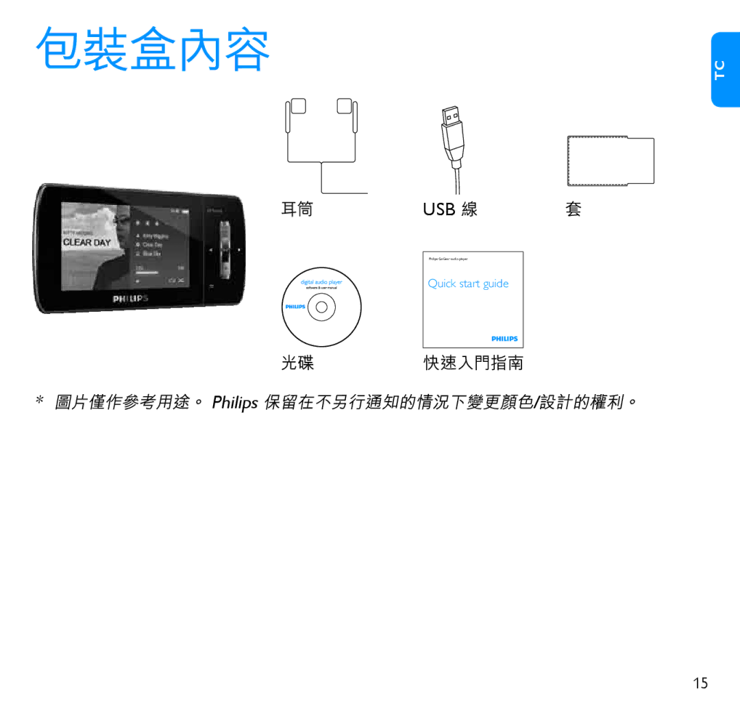 Philips SA1MUS32, SA1MUS04, SA1MUS16, SA1MUS08 manual 包裝盒內容 