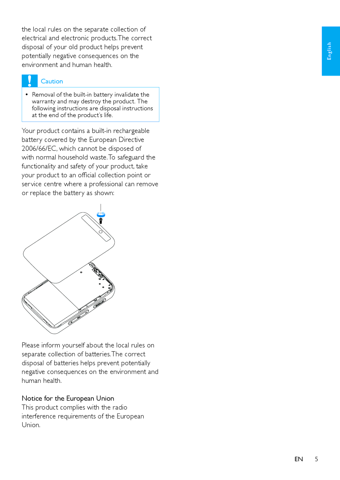 Philips SA1VBE user manual G l i s h 